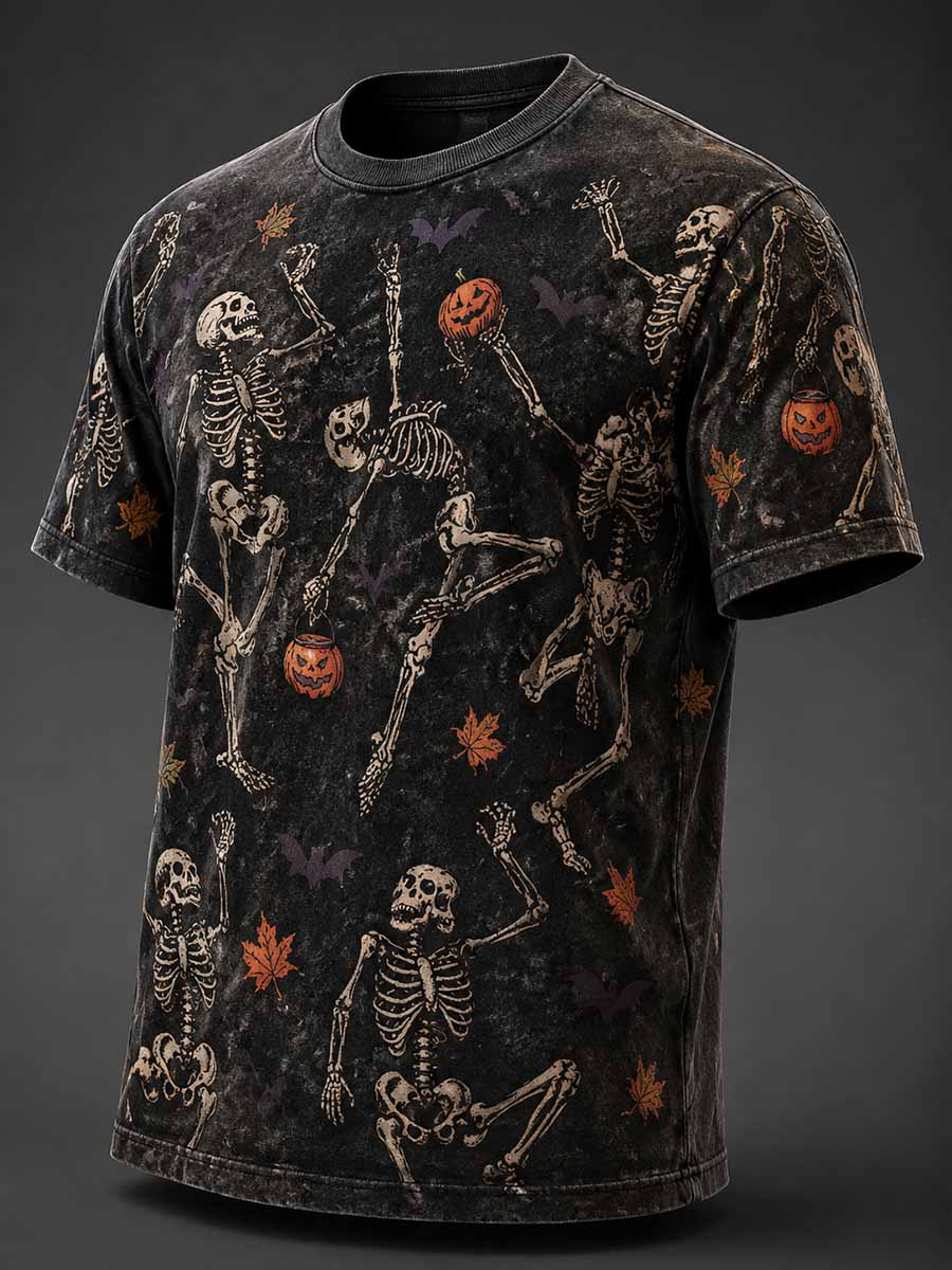 Menns Retro Halloween-mønstereler Skriv ut T-shirt
