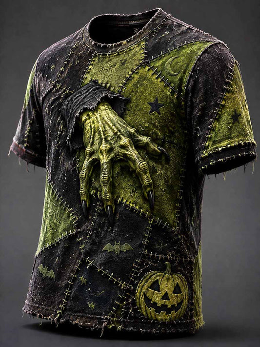 Herrers retro t-skjorte med halloweenmønster