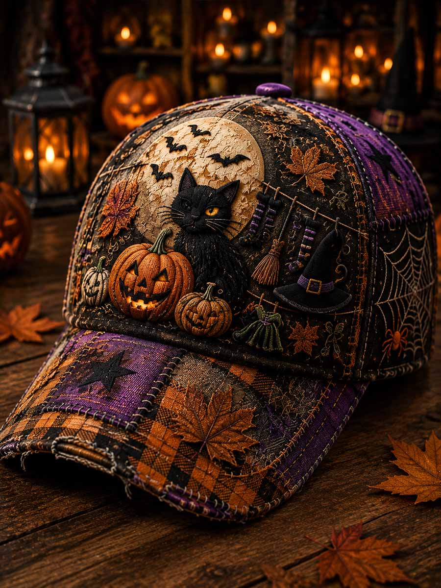 Unisex Retro Halloween-mønsterelement utskriftshatt