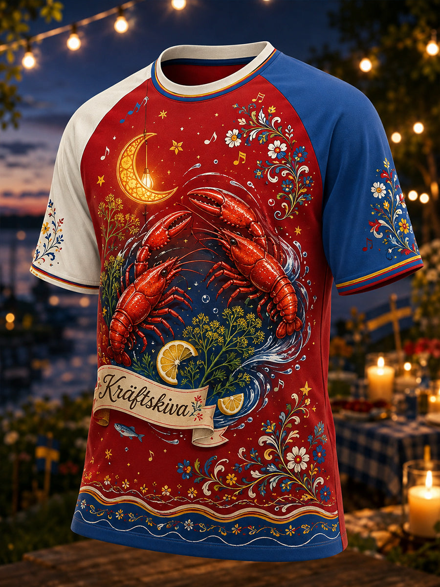 Herrens svenska Kräftskiva Kort ärm T-shirt