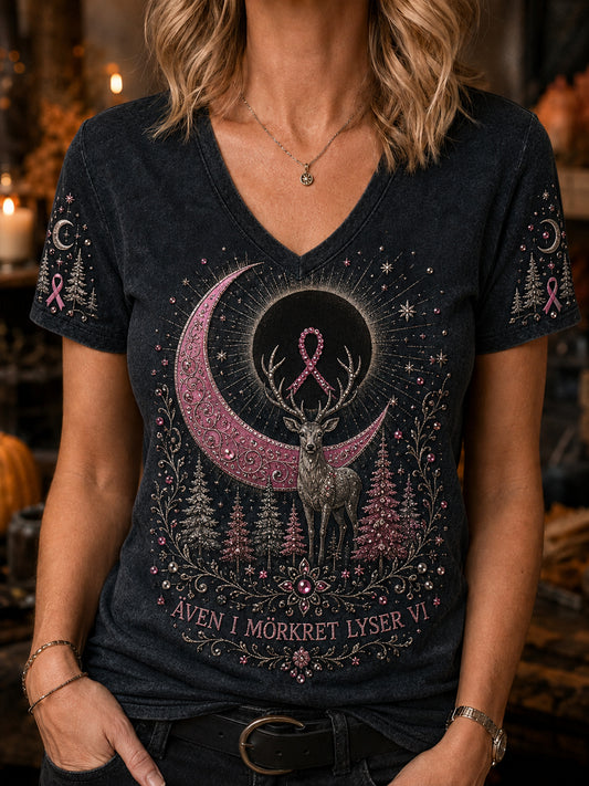 Kvinnors Retro Halloween Bröstcancer renar T-shirt