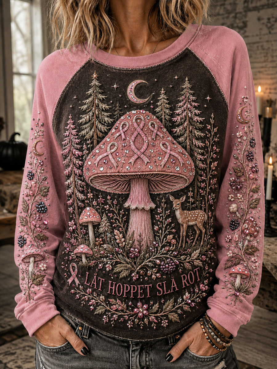 Kvinnors Retro Halloween Bröstcancer Nordic Forest T-shirt