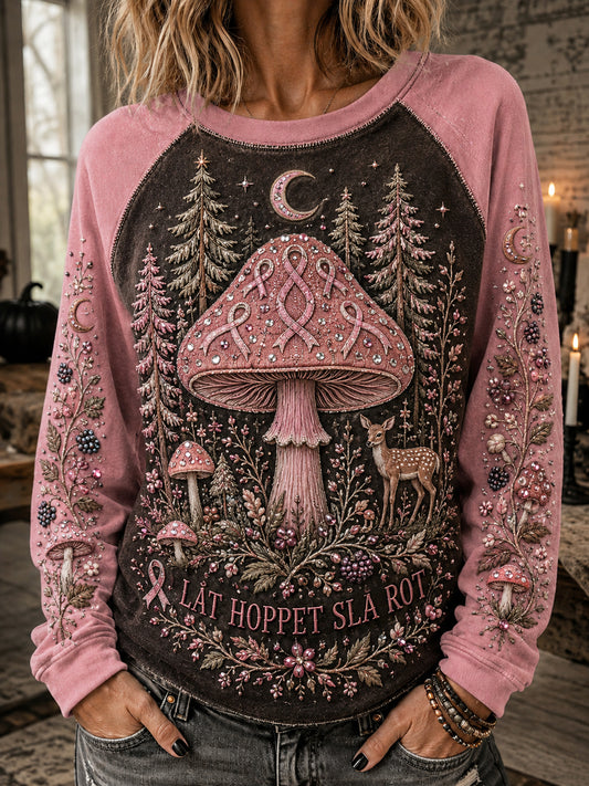 Kvinnors Retro Halloween Bröstcancer Nordic Forest T-shirt