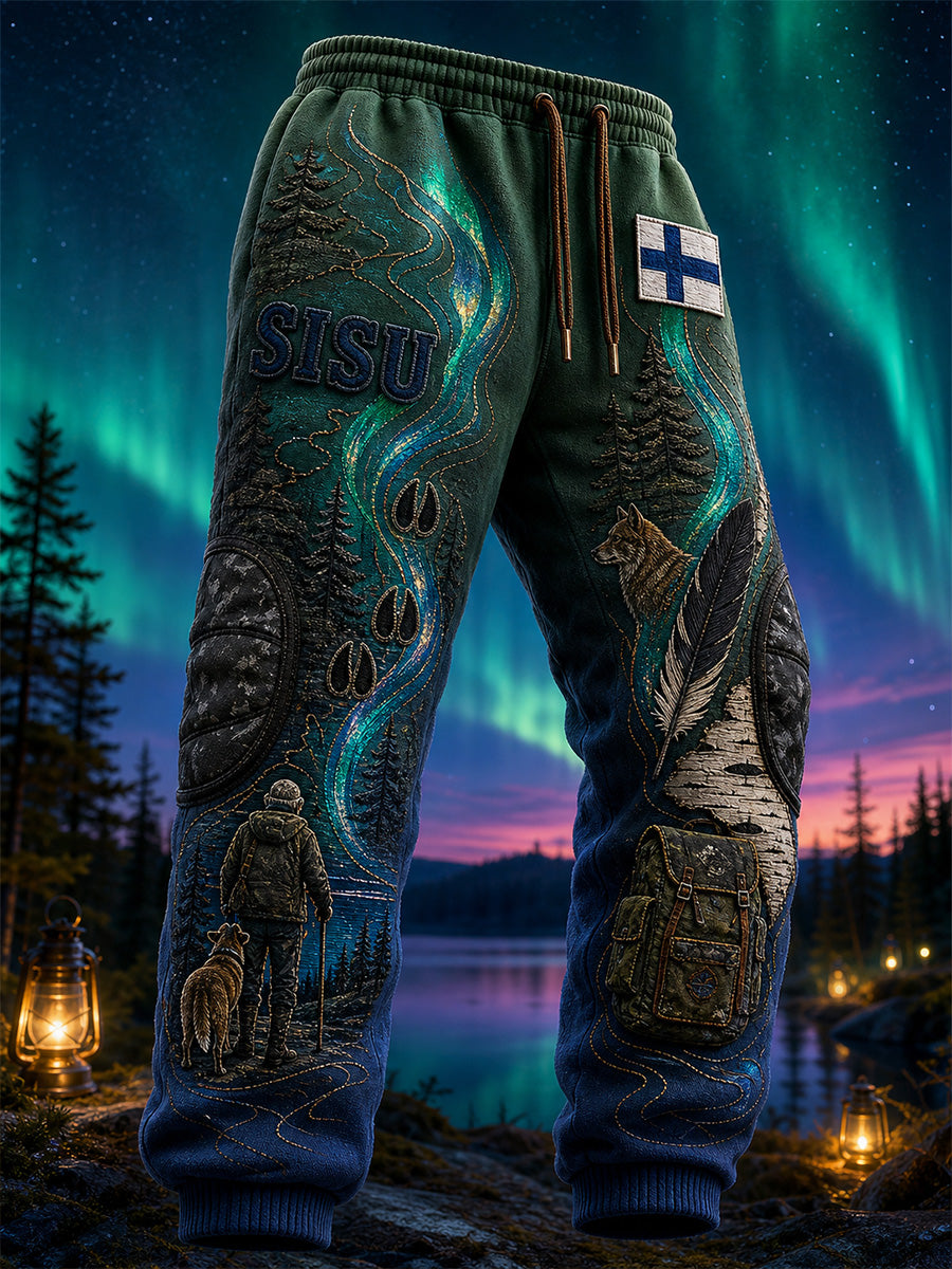 Retrosuomalainen taidetuloste, rento housu