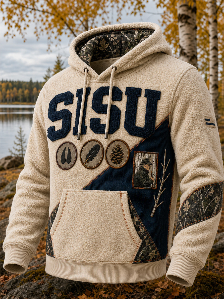Retromainen suomalainen taidetuloste rento huppari