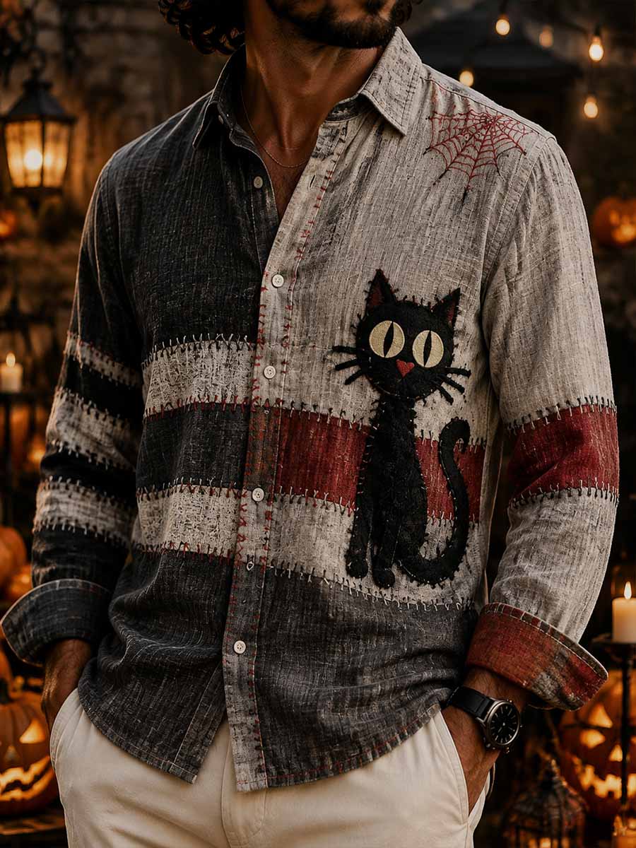 Mäns mode Halloween mönster Print skjorta