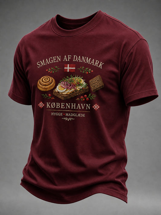 Mænds t-shirt med korte ærmer og print med madtema