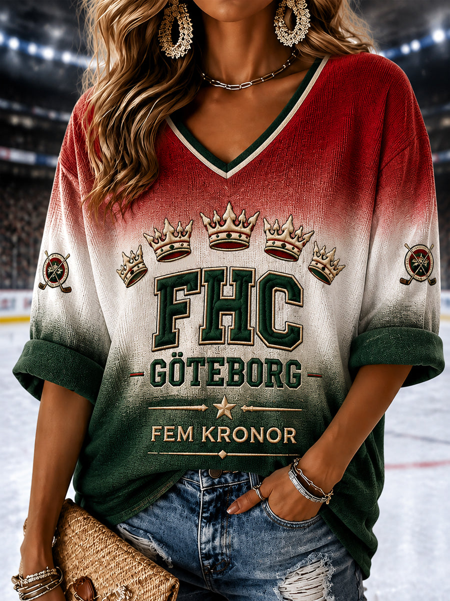 Kvinnor Göteborgs femtiders mästare V-Hack T-shirt