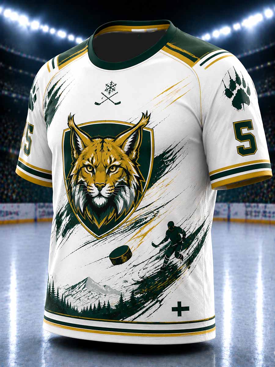 Miesten Suomi Ilves Jääkiekkokuvion painettu T-paia