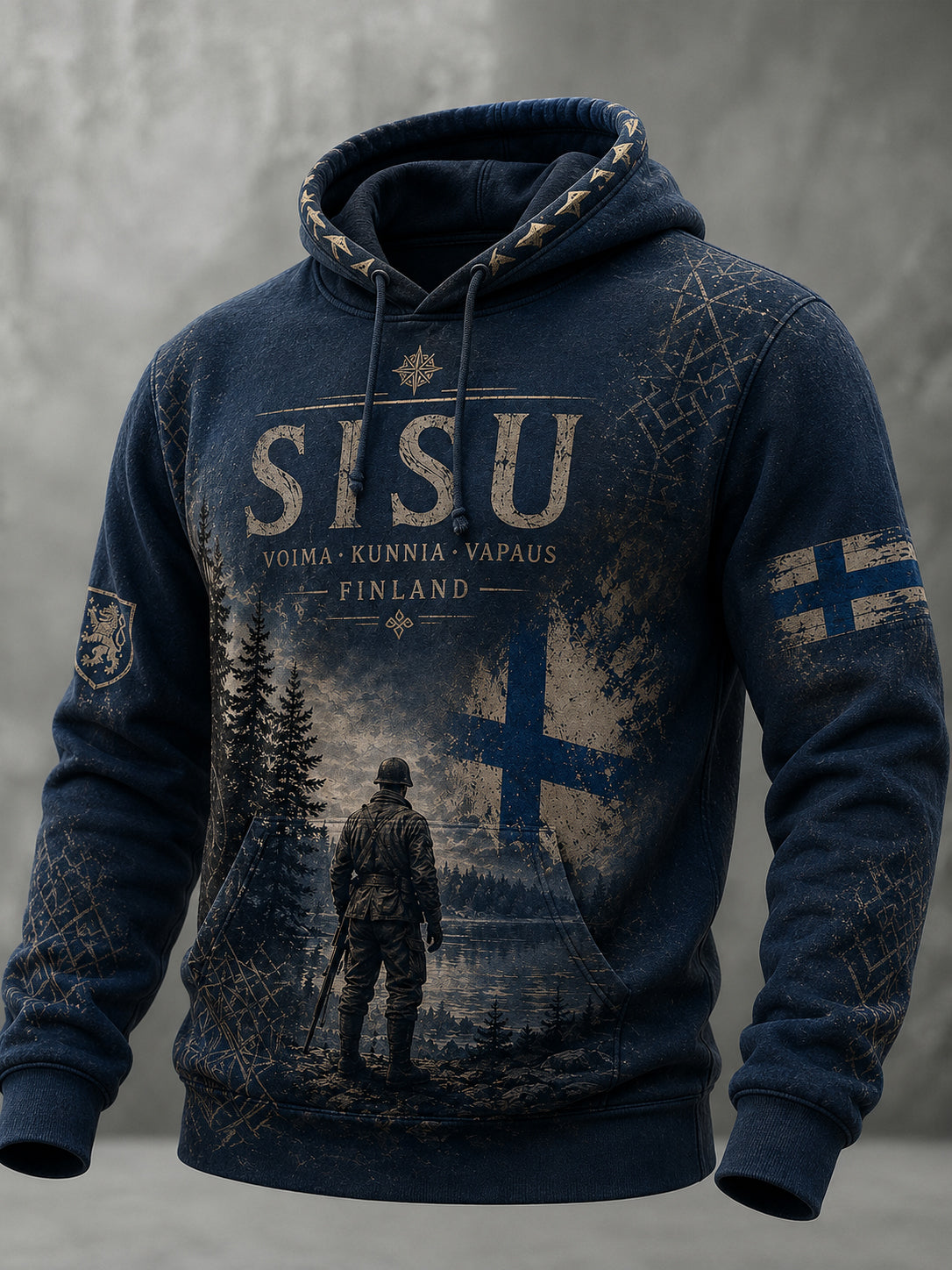 Miesten suomalainen Veteran henkiperintötaide Print
