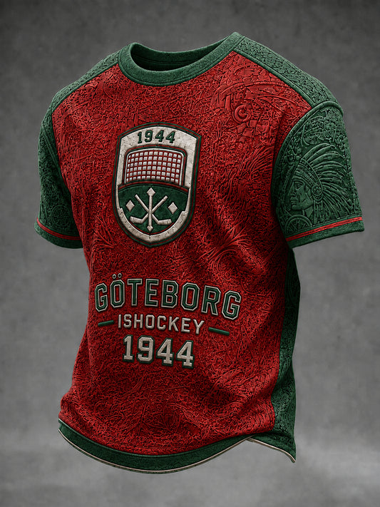 Vintage Göteborg Hockey-Print Casual T-shirt för entusiaster