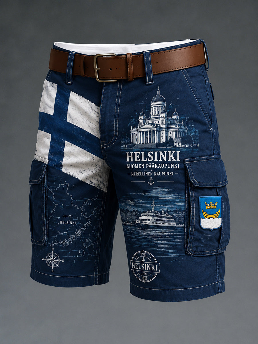 Miesten Retro City-teema grafiikka tulostaa cropped last Shorts