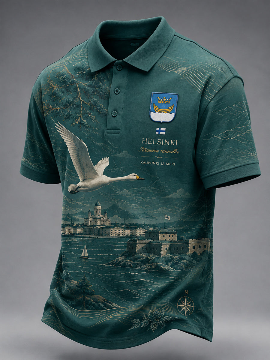 Miesten lyhythiha Polo-paita Vintage kaupungin matkamuisto-tyylinen tulosta