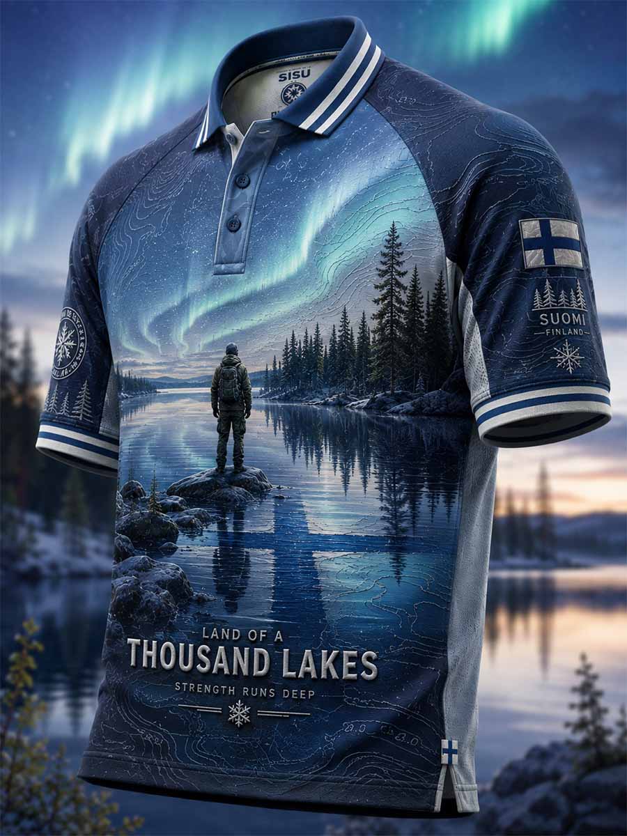 Miesten suomalainen Veteran Sisu Henki Muistomerkki Print Polo -paita