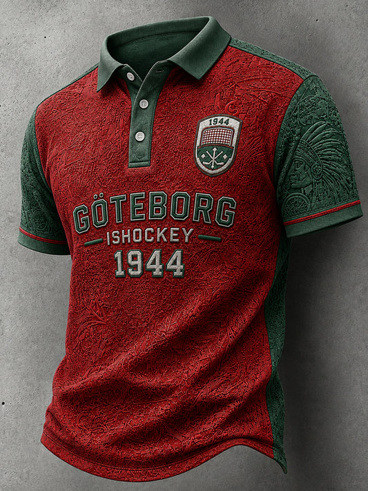 Vintage Göteborg Hockey-Print Casual Polo för entusiaster
