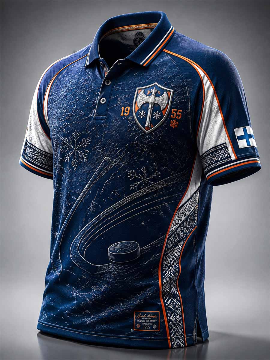 Miesten vintagetyylinen Tappara-jääkiekkoseuran vuoden 1955 muistopainatuksella varustettu poloshirtti