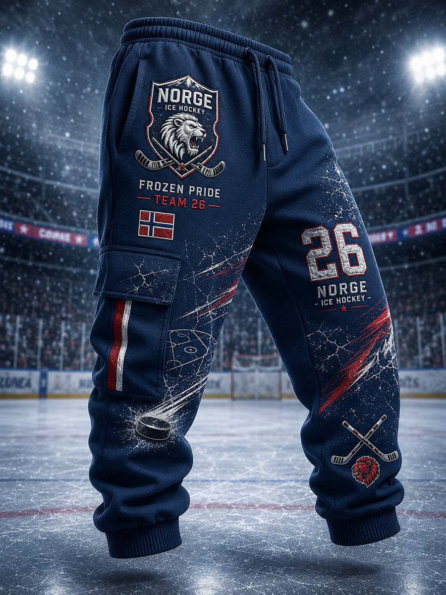 Menns hockey-insspirerte trykkbukser