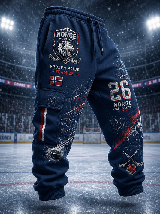 Menns hockey-insspirerte trykkbukser