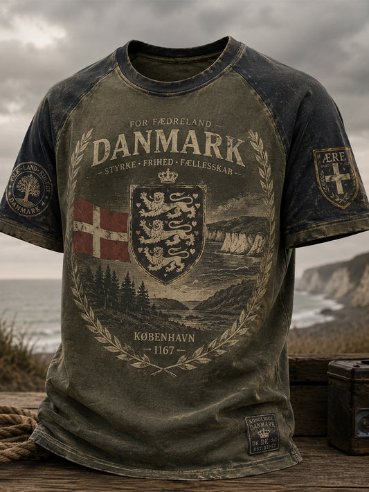 Mænds patriotisk t-shirt med korte ærmer fra Danmark