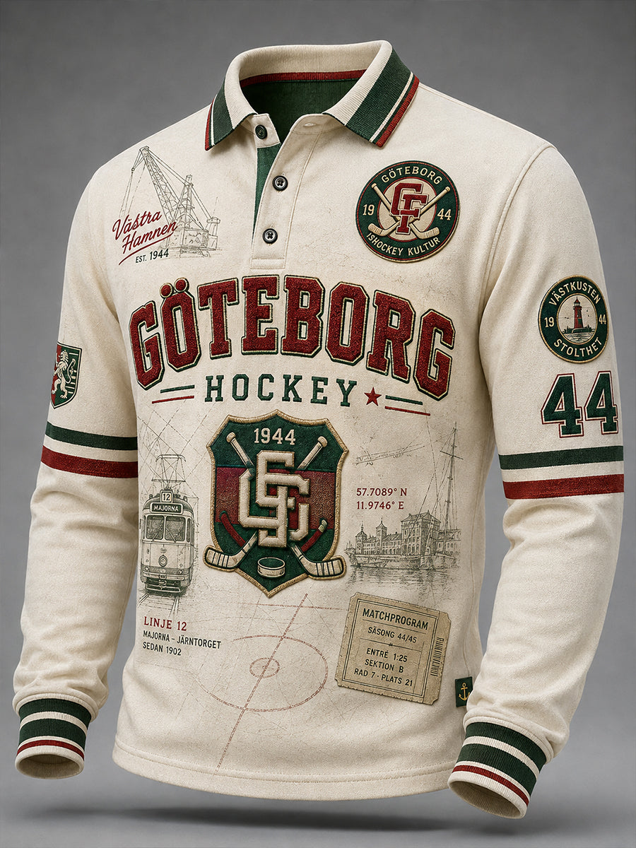 Herrskjorta från 1944 Göteborg Hockeyarv med våffelmönster och lång ärm