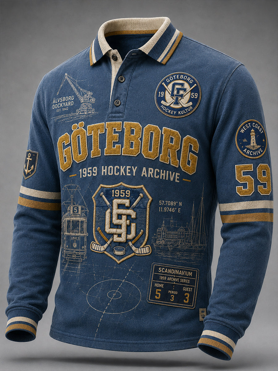 Herrskjorta från 1944 Göteborg Hockeyarv med våffelmönster och lång ärm