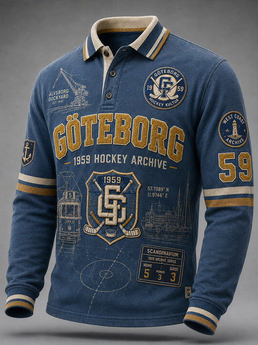 Herrskjorta från 1944 Göteborg Hockeyarv med våffelmönster och lång ärm