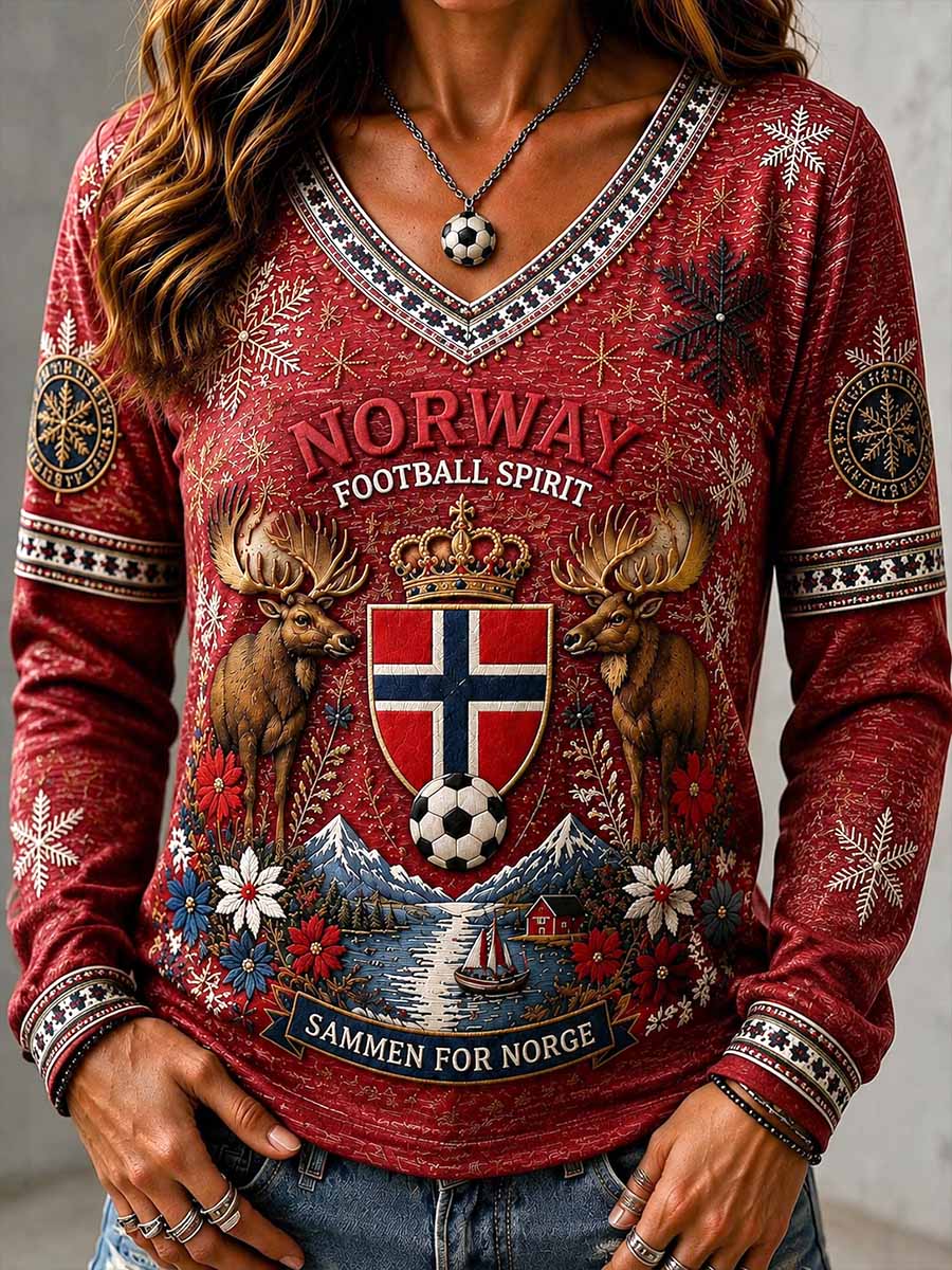 Kvinnernorge fotballlag Print Langærme Sweatshirt