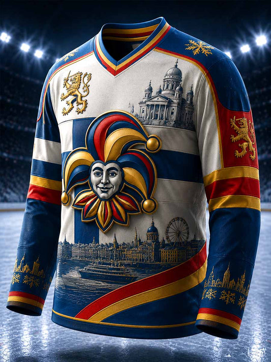 Herrtröja i fleecefleece med ishockeytryck från Jokerit i Helsingfors