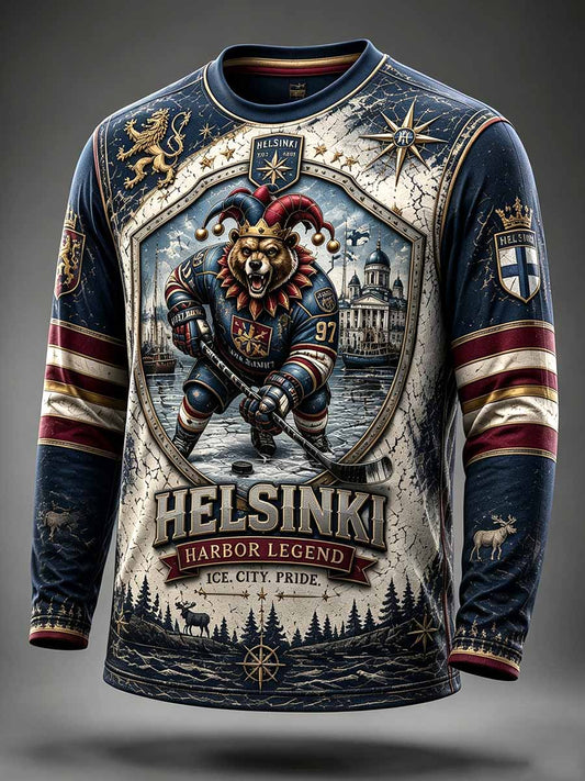 Herrtröja i fleecefleece med ishockeytryck från Jokerit i Helsingfors