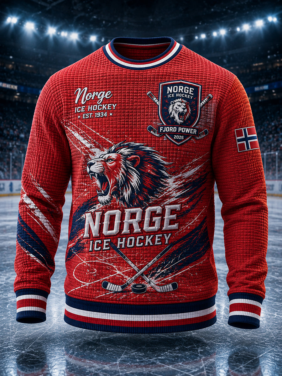 Kvotet langærmet topp for menn med hockeymotiv
