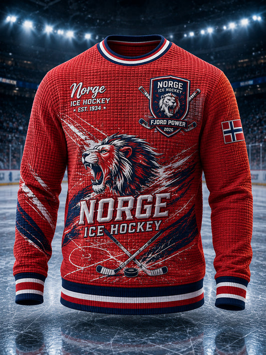 Kvotet langærmet topp for menn med hockeymotiv