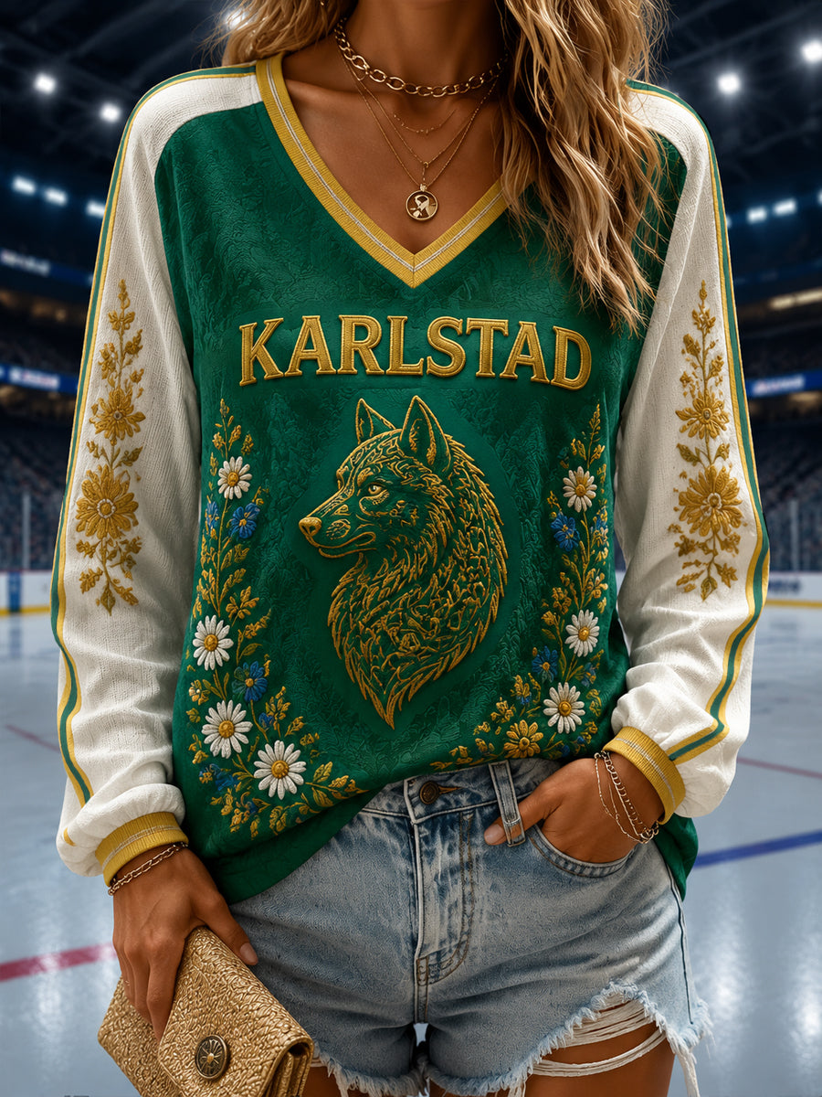 Grönvitt Pride Karlstad Hockey V-ringad T-shirt