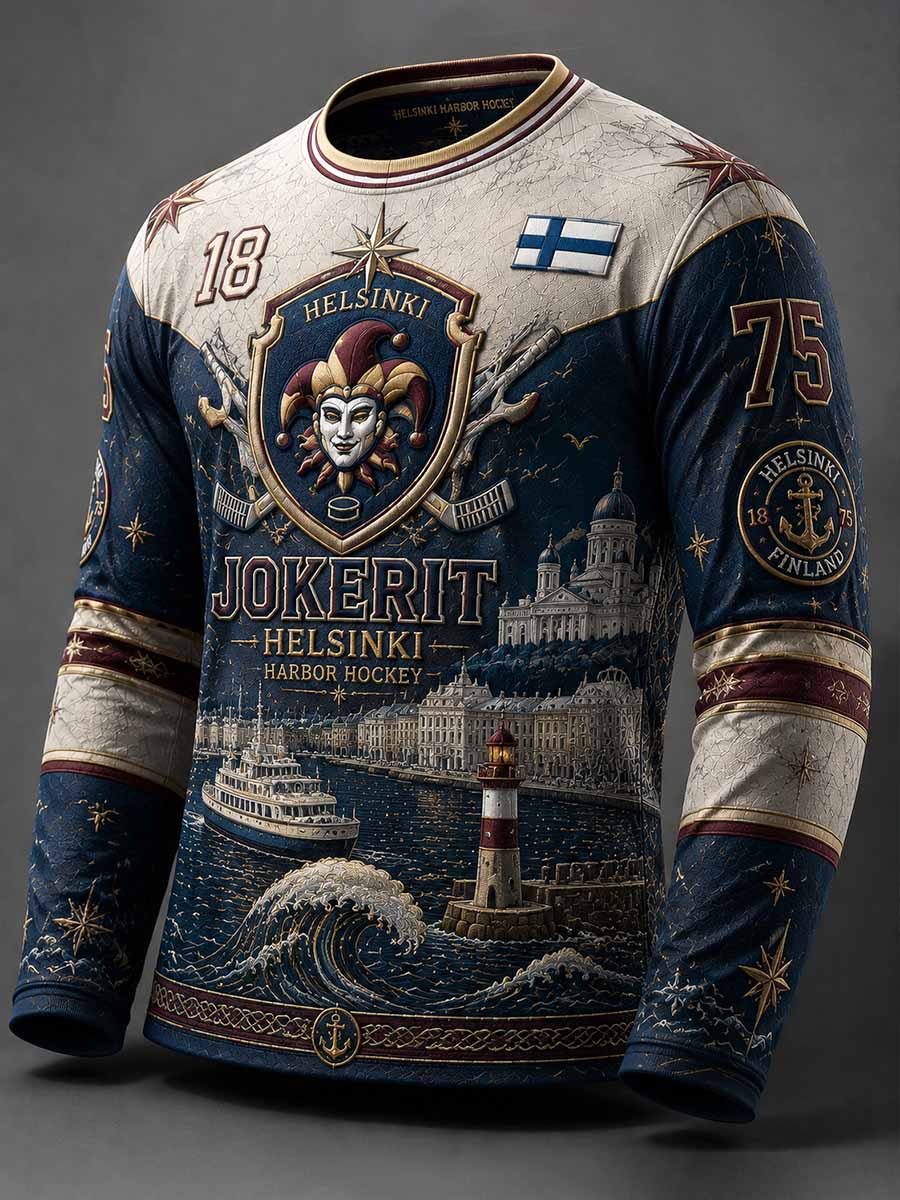 Miesten jääkiekko-ottelu -painokuvioitu collegepaita