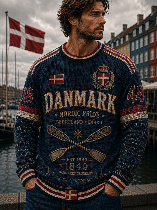 Mænds danske patriotiske langærmet t-shirt