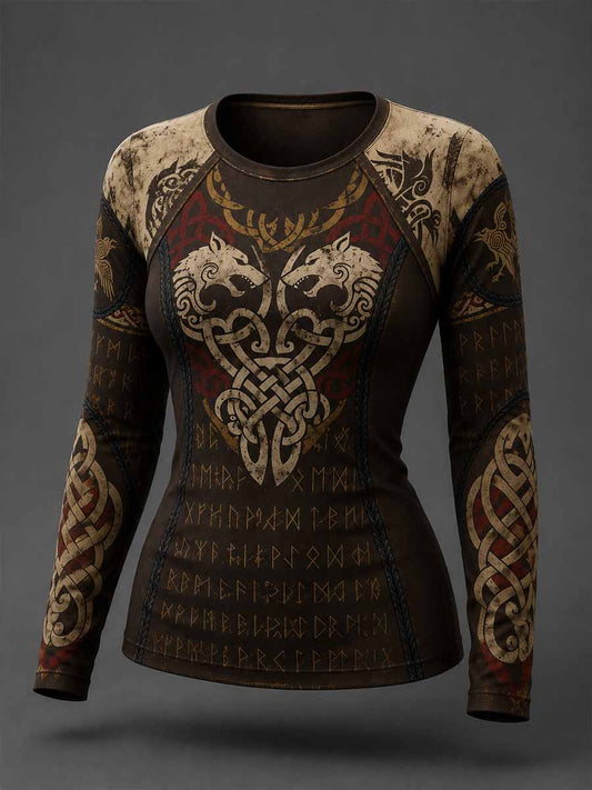 Kvinners vintage vikingkeltisk knuteprint-sweatshirt