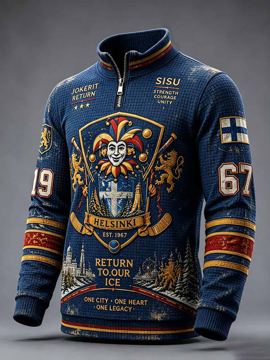 Miesten Jokerit Helsingin jääkiekkoa muistava painokuviollinen collegepaita