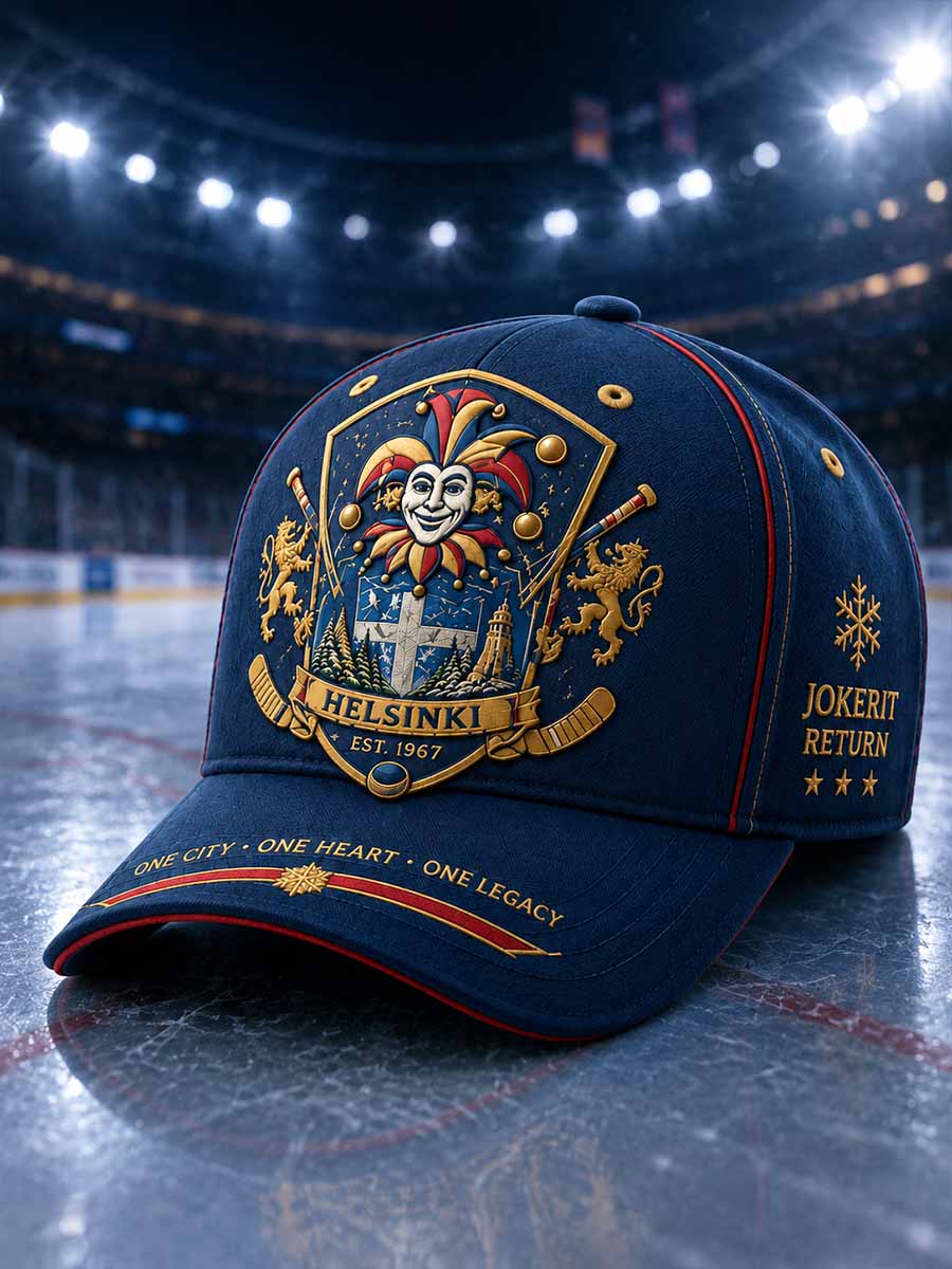 Unisex Jokerit Helsingin jääkiekkojen muistopainatuksella varustettu pipo