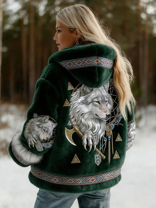 Kvinnlig vintage-vikingjacka i keltisk stil med mönster, i flanell