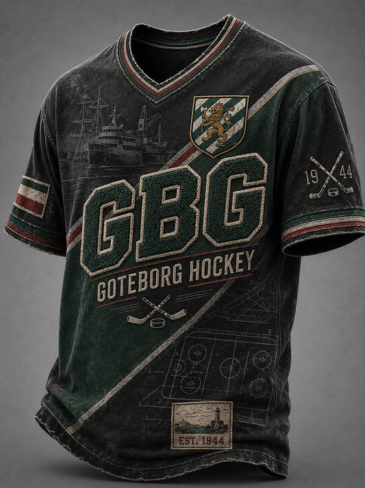 Herrtröja med V-ringning i Göteborgs hockeytradition från 1944