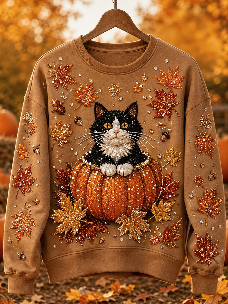 Kvinnors höst Casual Animal Print Crewneck Sweatshirt