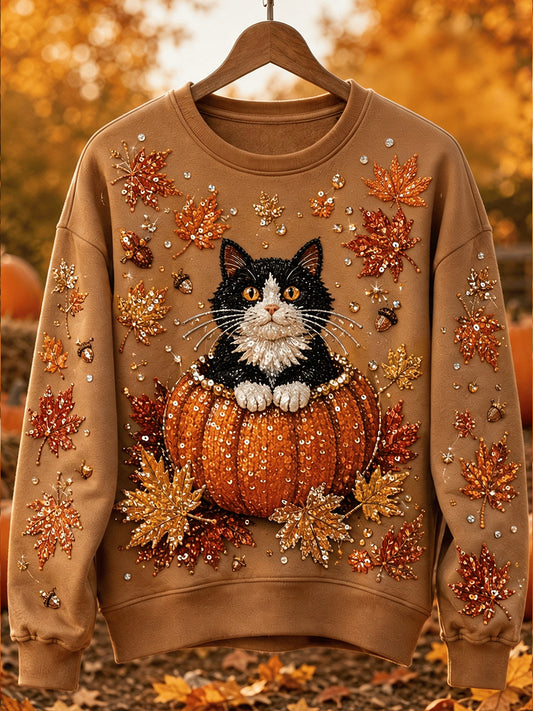 Kvinnors höst Casual Animal Print Crewneck Sweatshirt