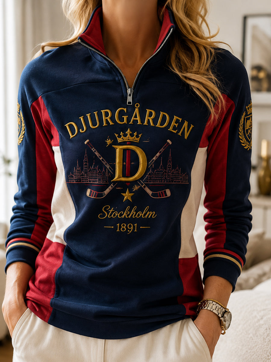 Djurgården Hockey-damtröja med dragkedja på hela längden