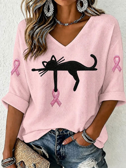 Kvinnors bröstcancer medvetenhet Skriv ut Våffle T-shirt