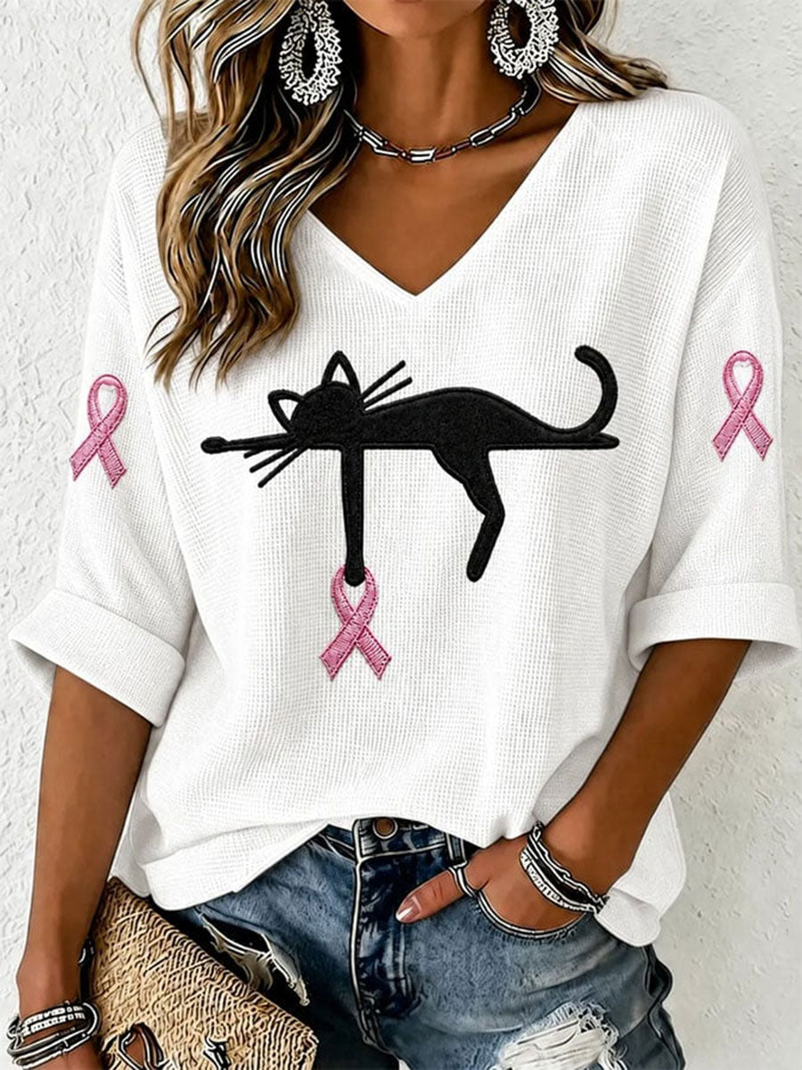 Kvinnors bröstcancer medvetenhet Skriv ut Våffle T-shirt
