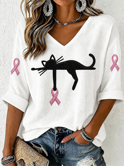 Kvinnors bröstcancer medvetenhet Skriv ut Våffle T-shirt