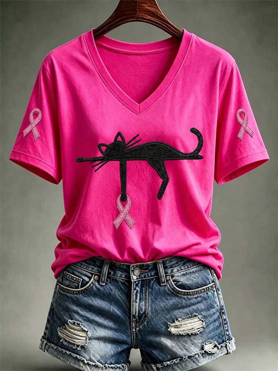 Kvinnors bröstcancer medvetenhet Skriv ut kortärmad T-shirt