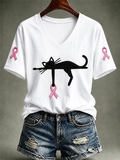 Kvinnors bröstcancer medvetenhet Skriv ut kortärmad T-shirt