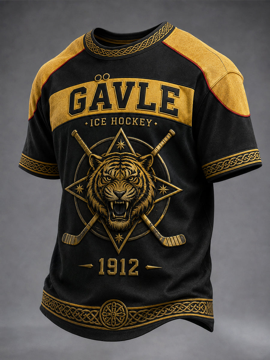 Svart Guld Tiger Hockey T-shirt