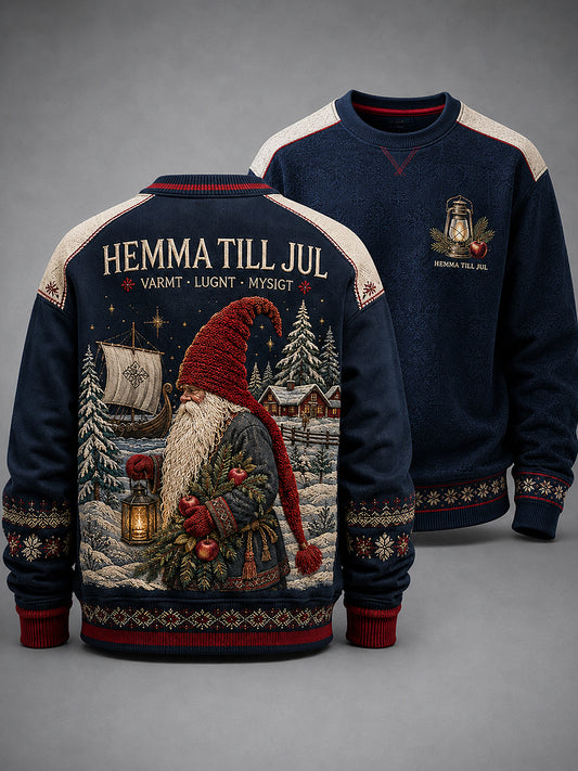 Herrens svenska jul tryckt rund hals Långärmade tröjar