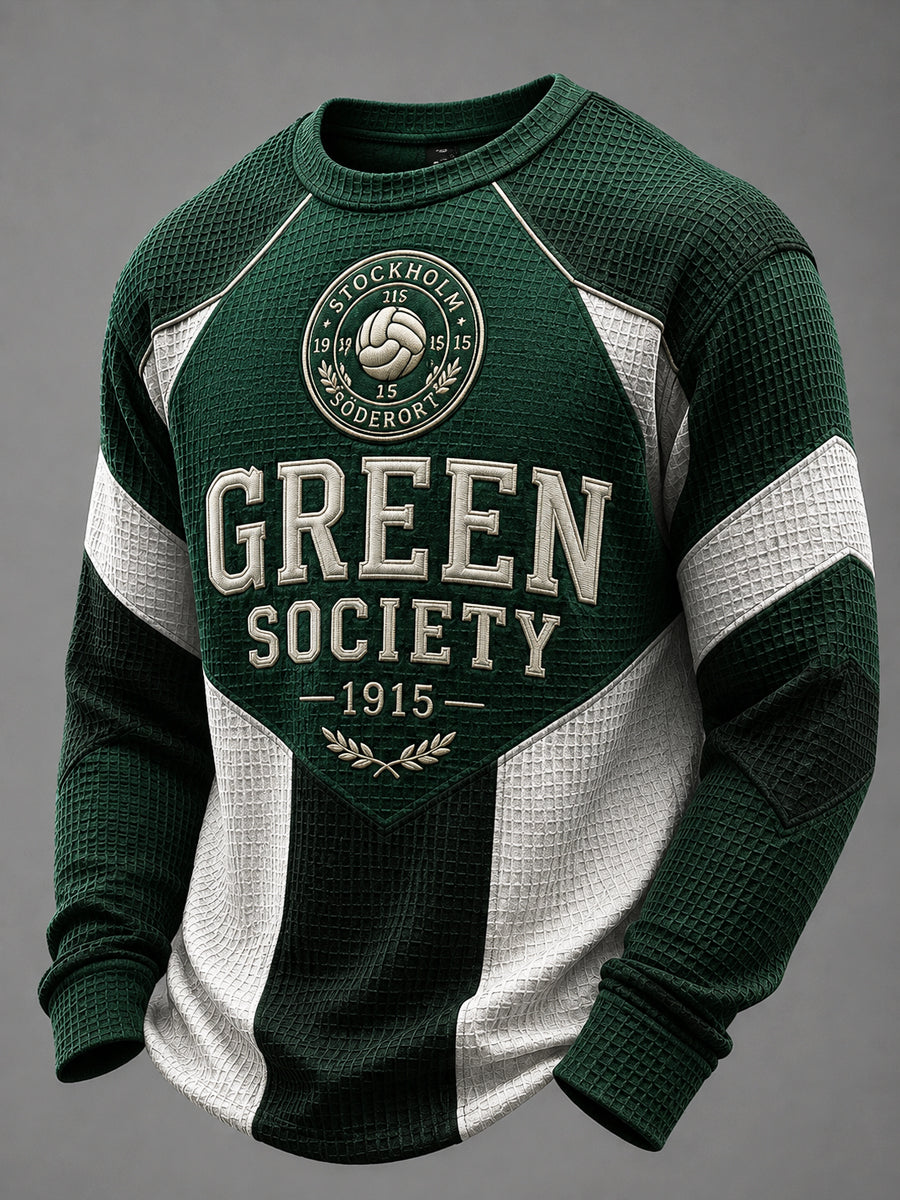 Bajen Matchdag Grön Fotboll Våffelstickad T-shirt